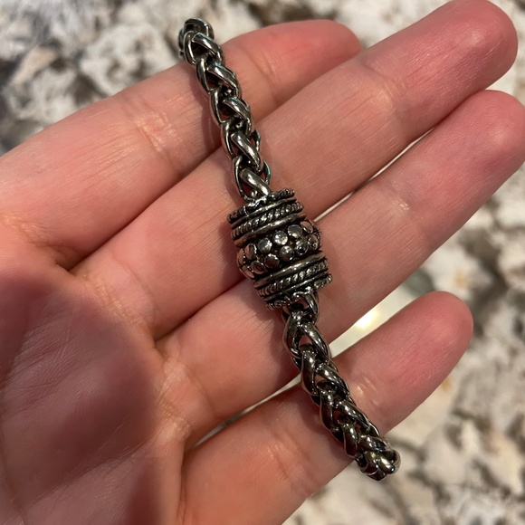 Silver Tone Magnetic Woven Chain Bracelet Unisex - Picture 3 of 6